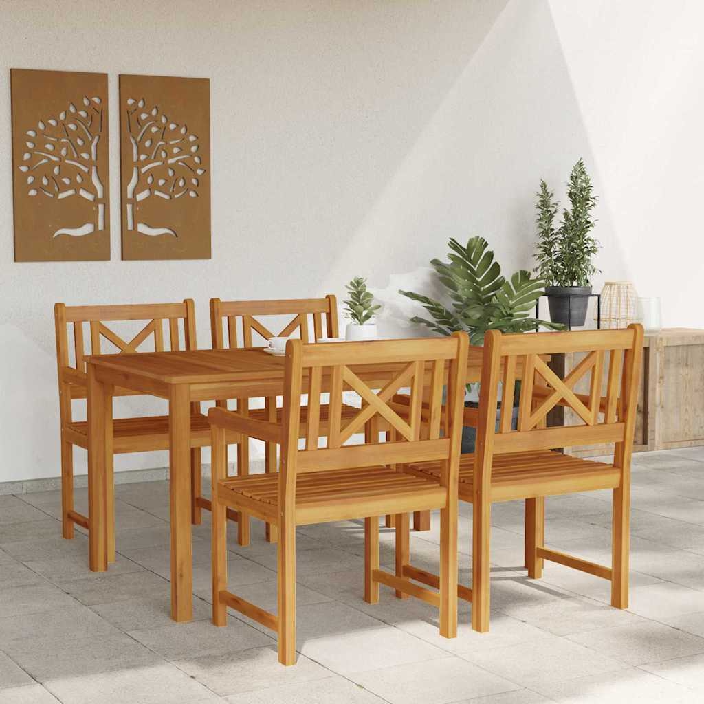 vidaXL Σέτ φαγητού για κήπο 5 pcs Καφέ Στερεό Ξύλο Ακακίας