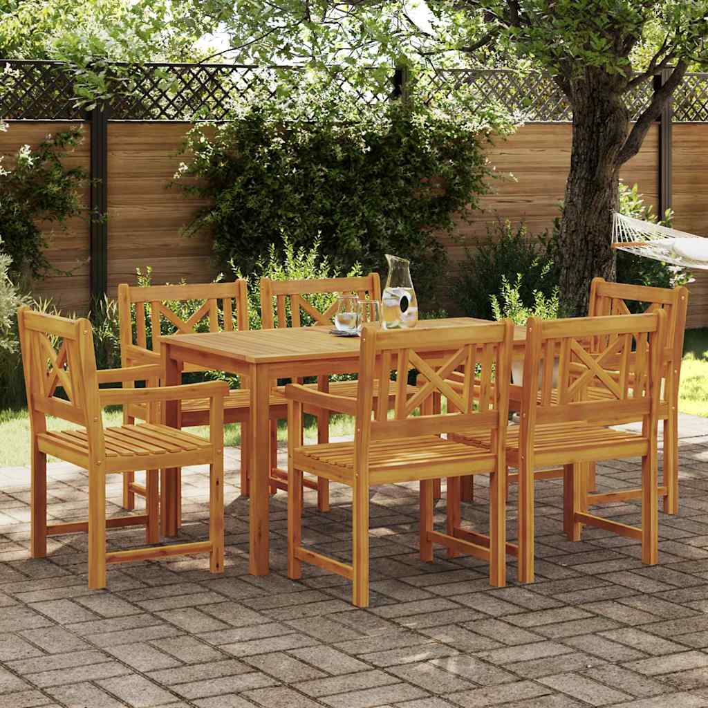 vidaXL Σέτ φαγητού για κήπο 7 pcs Καφέ Στερεό Ξύλο Ακακίας