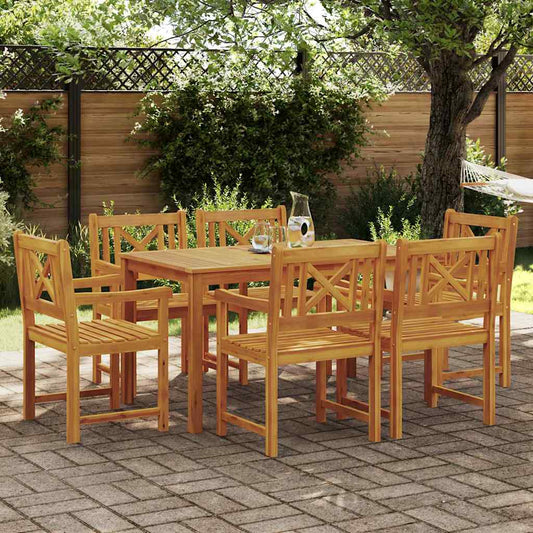 vidaXL Σέτ φαγητού για κήπο 7 pcs Καφέ Στερεό Ξύλο Ακακίας