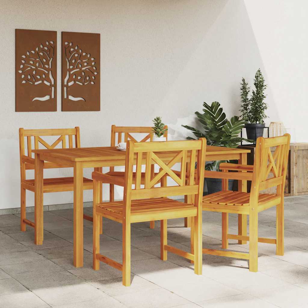 vidaXL Σέτ φαγητού για κήπο 5 pcs Καφέ Μασίφ ξύλο ακακίας