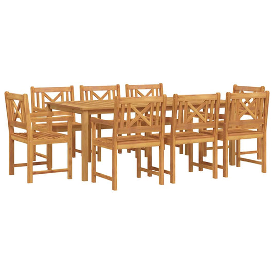 vidaXL Σέτ φαγητού για κήπο 9 pcs Καφέ Στερεό Ξύλο Ακακίας