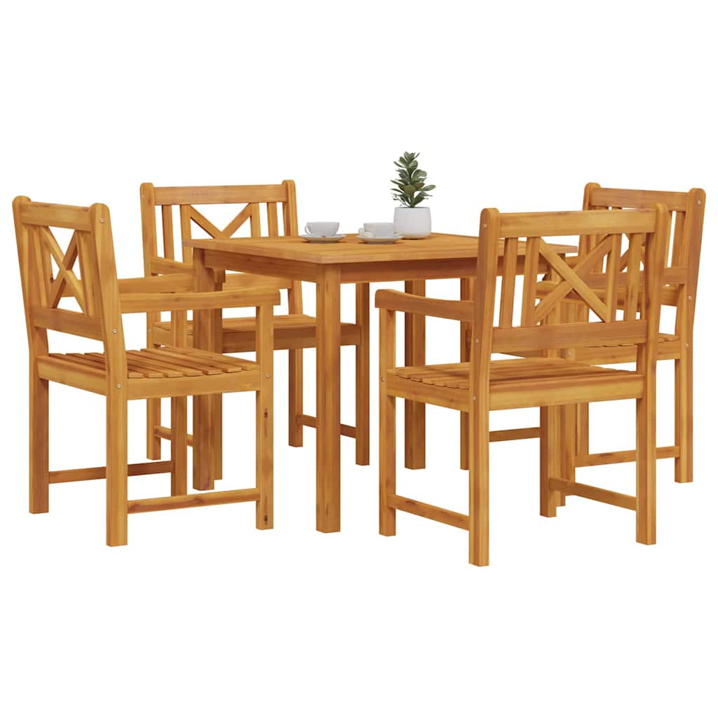 vidaXL Σέτ φαγητού για κήπο 5 pcs Καφέ Μασίφ ξύλο ακακίας