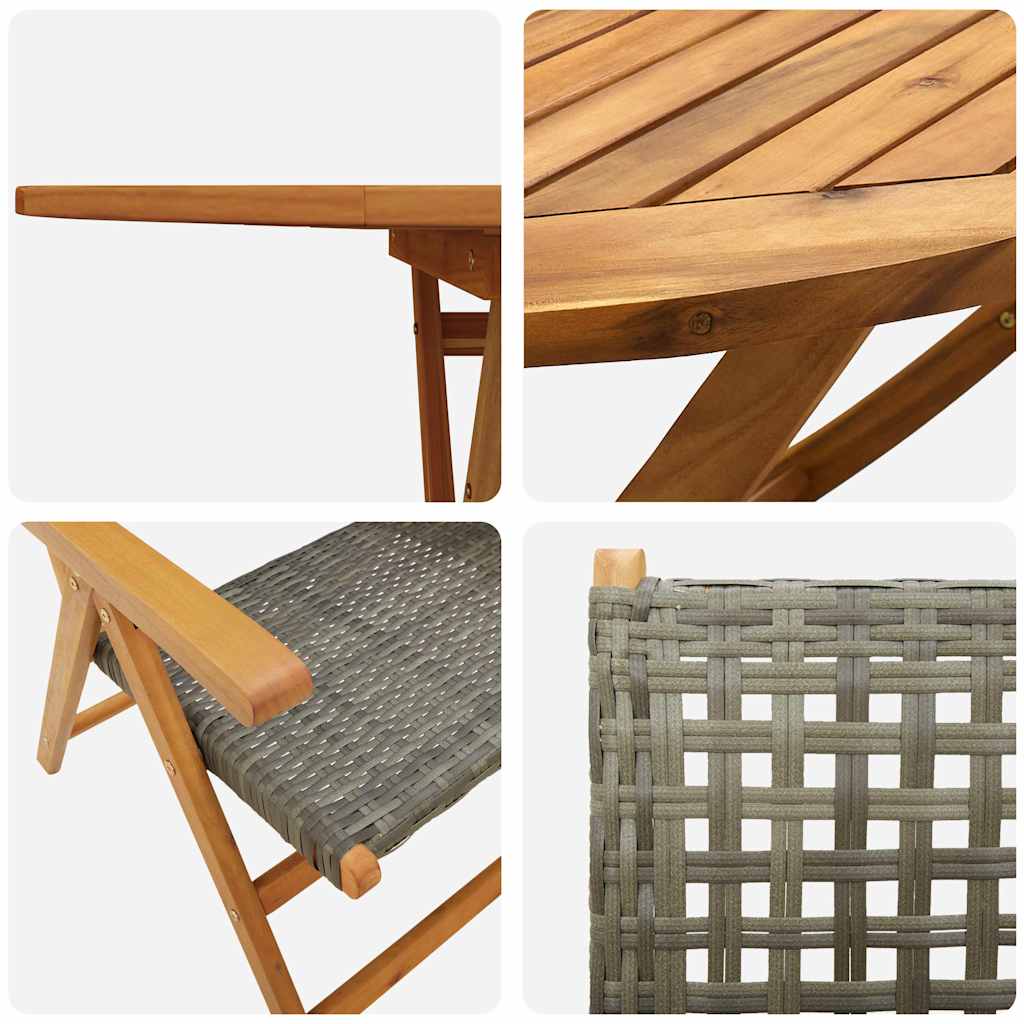 vidaXL Πτυσσόμενο Τραπέζι Κήπου 7 pcs Γκρι