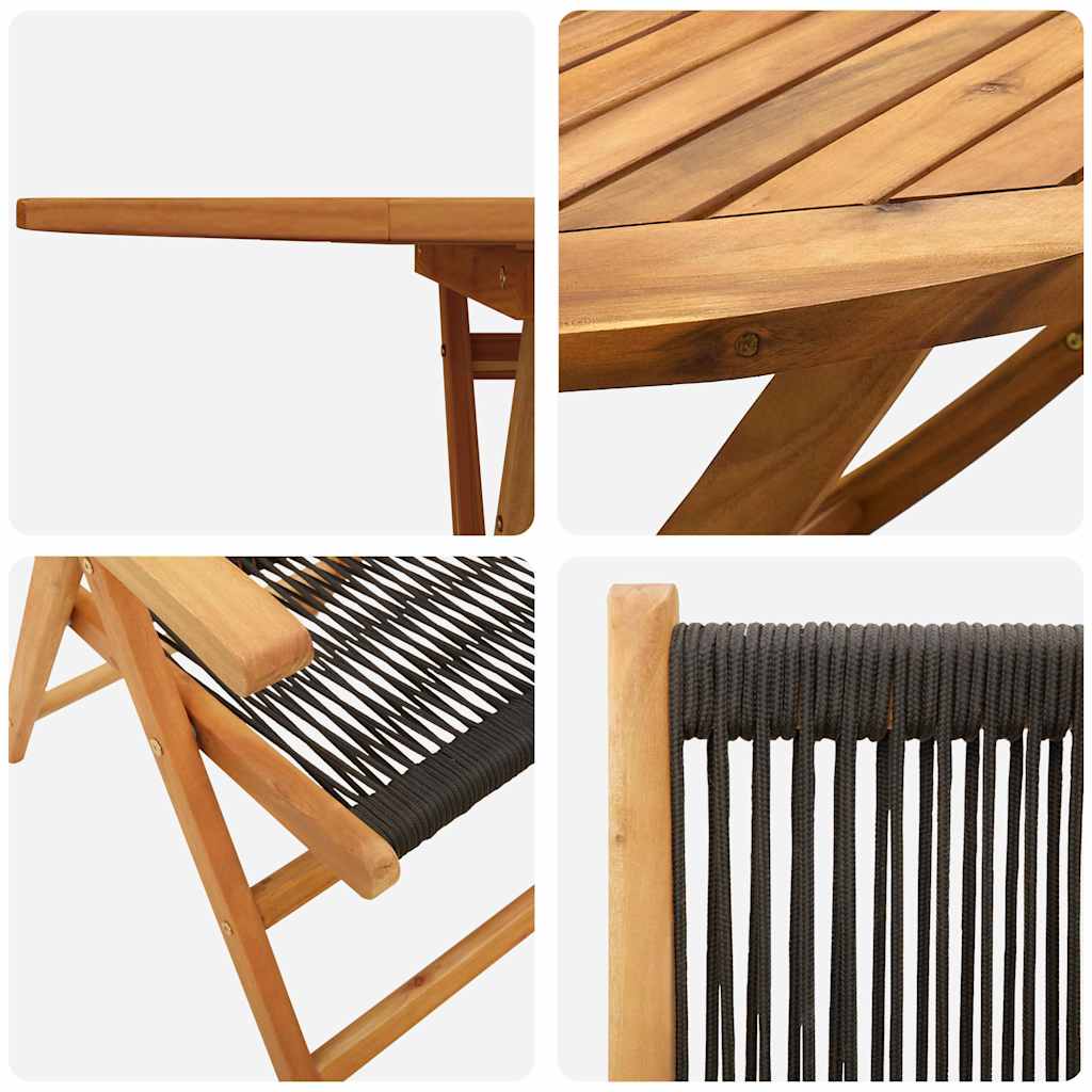 vidaXL Πτυσσόμενο Τραπέζι Κήπου 5 pcs Μαύρο