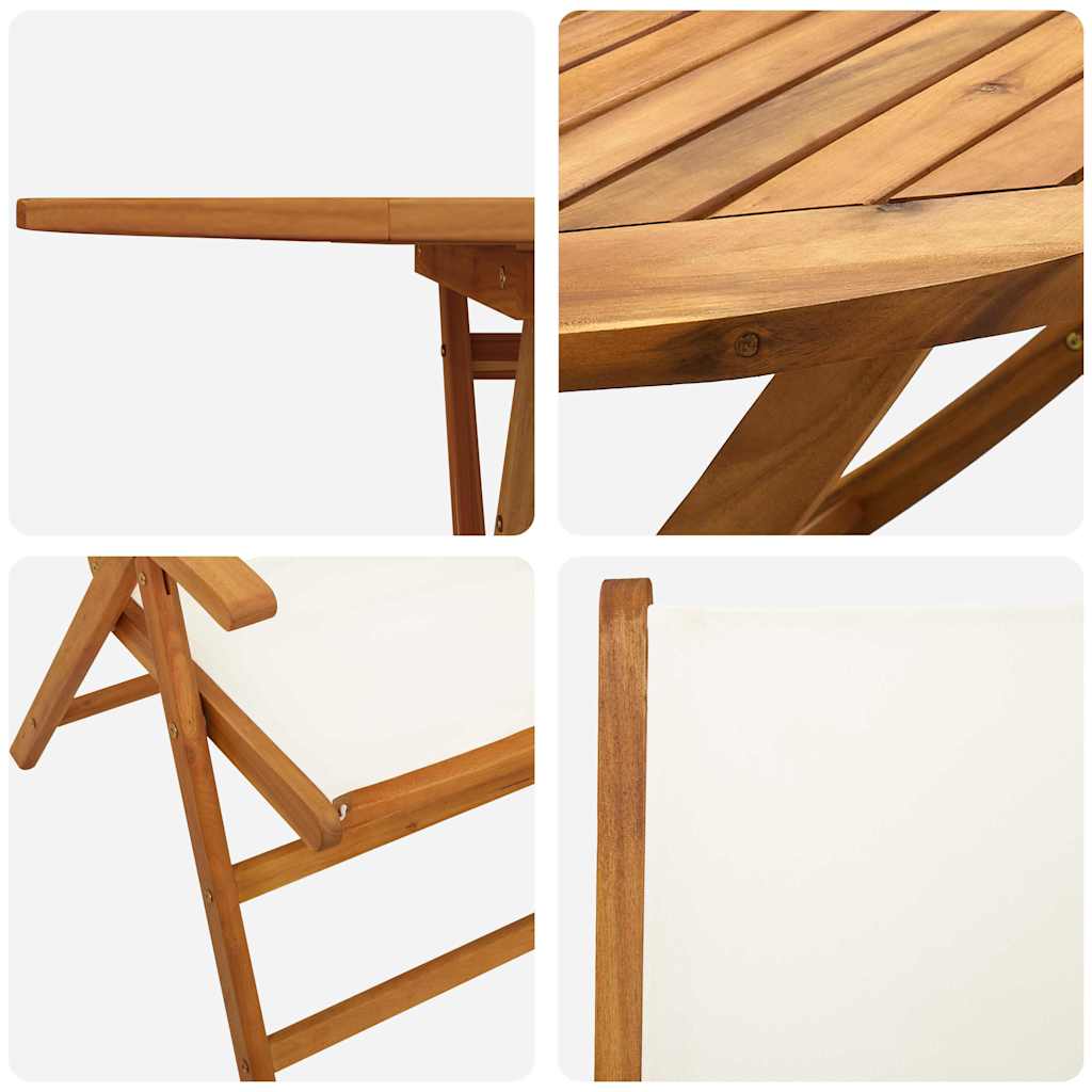 vidaXL Σέτ φαγητού για κήπο 7 pcs Κρεμ λευκό Μασίφ ξύλο ακακίας