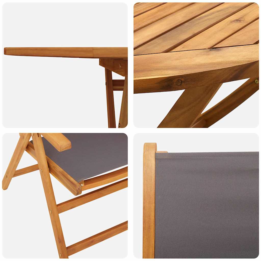 vidaXL Σερβίτσιο Κήπου 7 pcs Ανθρακί 6-Ατόμων Ξύλο, Ύφασμα