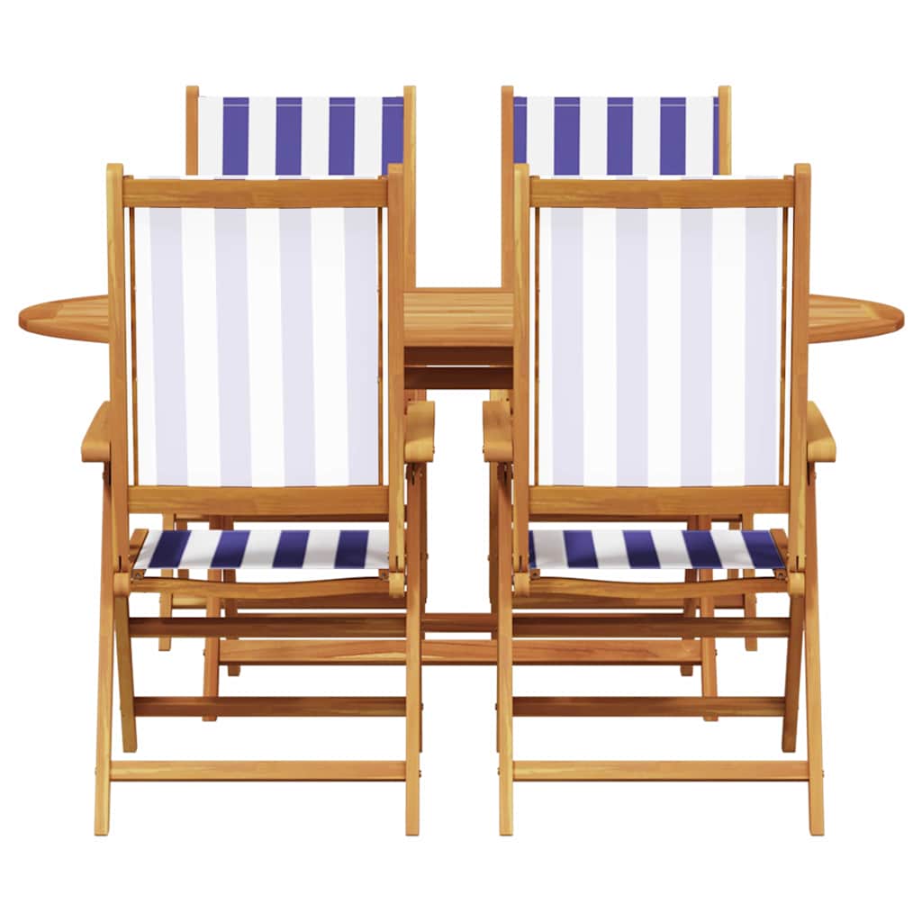 vidaXL Σέτ φαγητού για κήπο 5 pcs Μπλε και λευκό Μασίφ ξύλο ακακίας