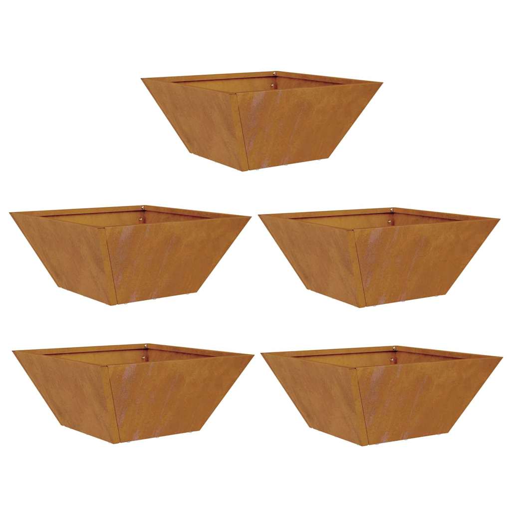 vidaXL Γλάστρα Κήπου 5 pcs Σκ rusty 35 x 35 x 15 εκ.