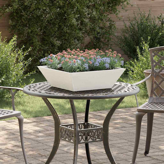 vidaXL Γλάστρα Κήπου 5 pcs Λευκό 50 x 50 x 15 cm Ψυχρής έλασης χάλυβας
