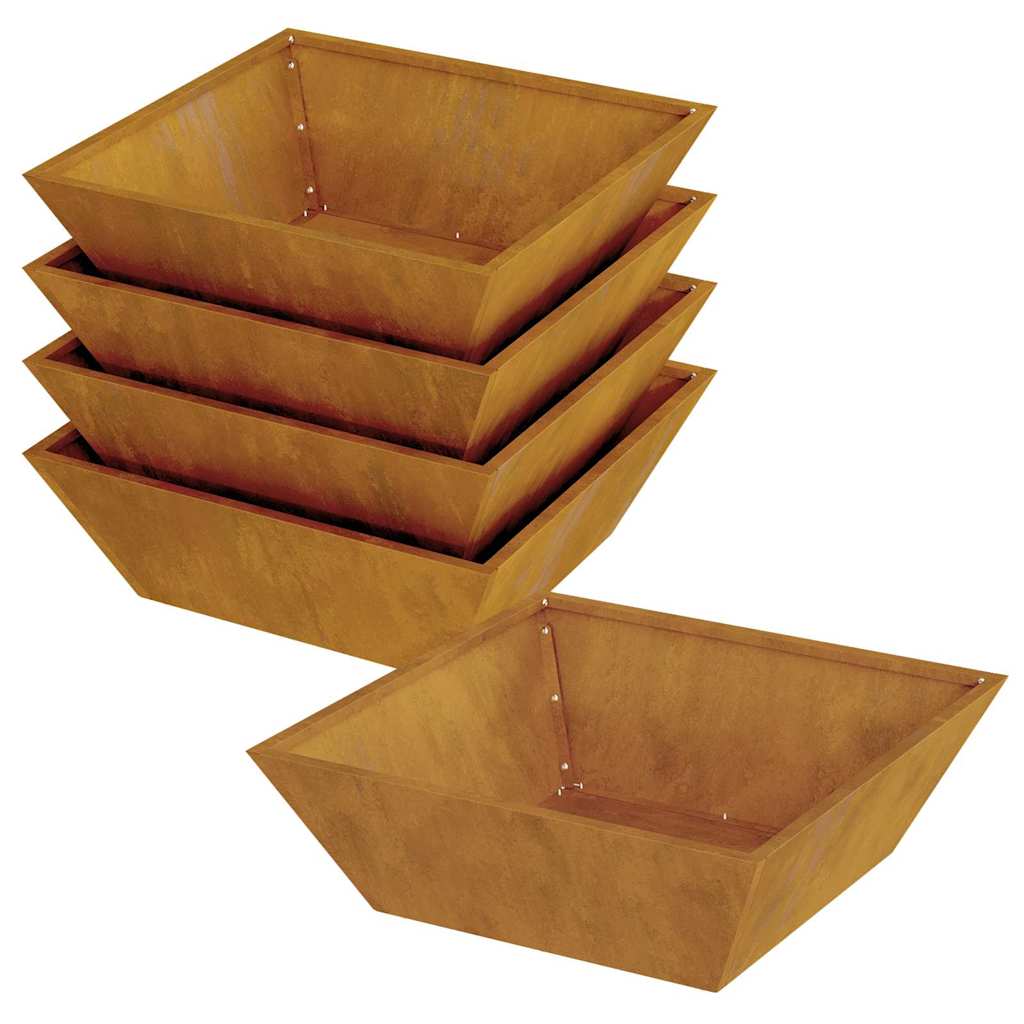 vidaXL Γλάστρα Κήπου 5 pcs Σκ rusty 50 x 50 x 15 cm