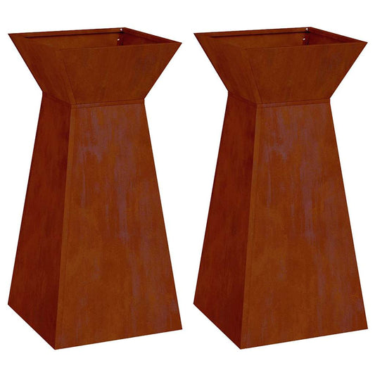 vidaXL Γλάστρα Πυλώνας 2 pcs Ασημί 35 x 35 x 73 εκ.