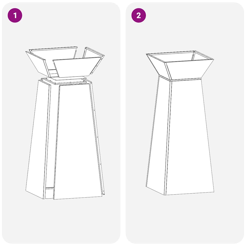 vidaXL Γλάστρα Πυλώνας 2 pcs Ασημί 40 x 40 x 100 cm