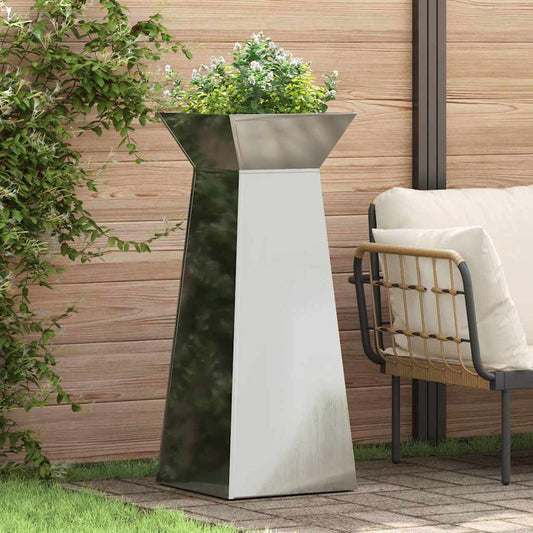 vidaXL Γλάστρα Πυλώνας 2 pcs Ασημί 40 x 40 x 100 cm