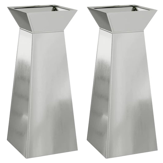 vidaXL Γλάστρα Πυλώνας 2 pcs Ασημί 40 x 40 x 100 cm