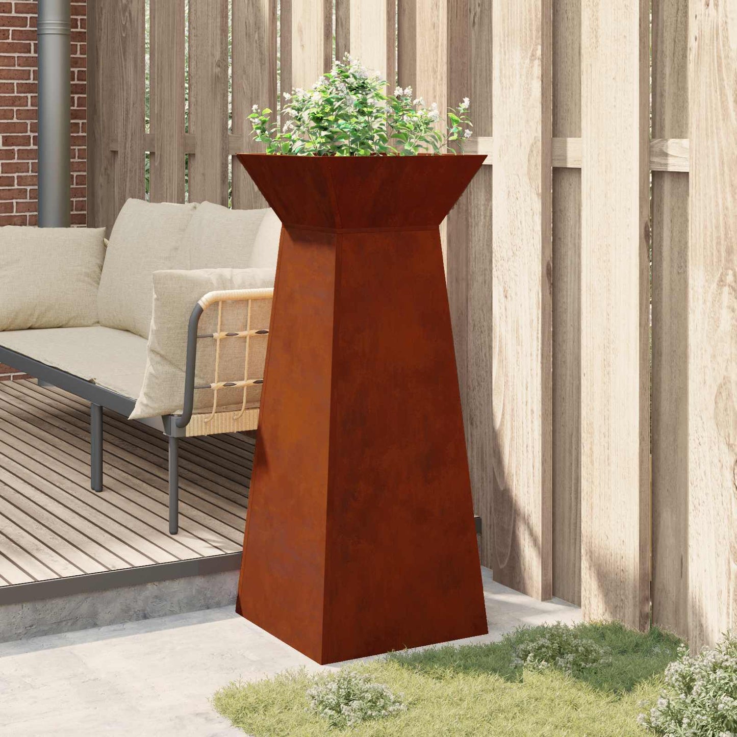 vidaXL Γλάστρα Πυλώνας Ασημί 40 x 40 x 100 cm