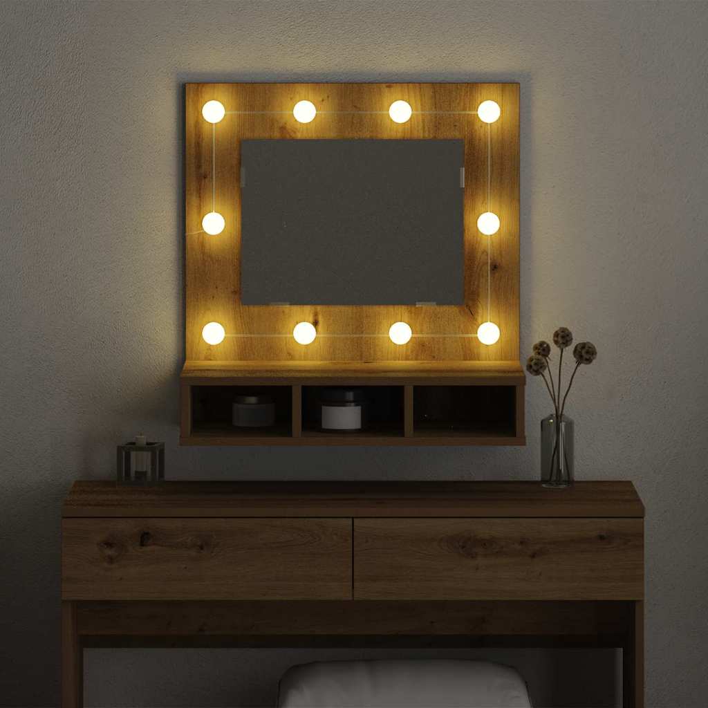 vidaXL Ντουλάπα Καθρέφτη με ράφι artisan δρυς 62 x 31.5 x 62 εκ.