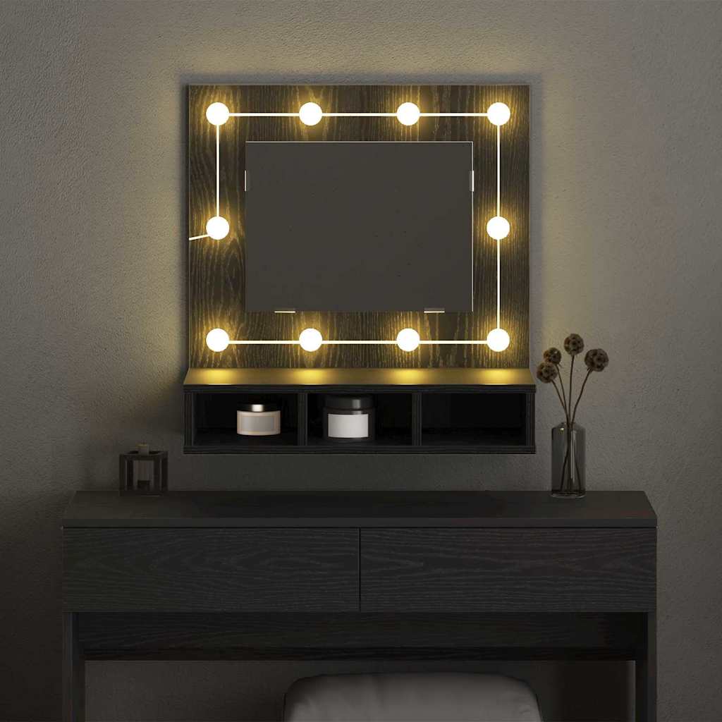 vidaXL Ντουλάπα Καθρέφτη με ράφι Μαύρη δρυς 62 x 31.5 x 62 εκ.