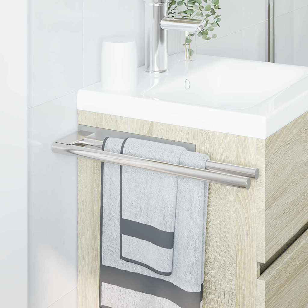 vidaXL Ράφι Πετσέτας Ασημί 40 x 9 x 4 εκ Ανοξείδωτο ατσάλι