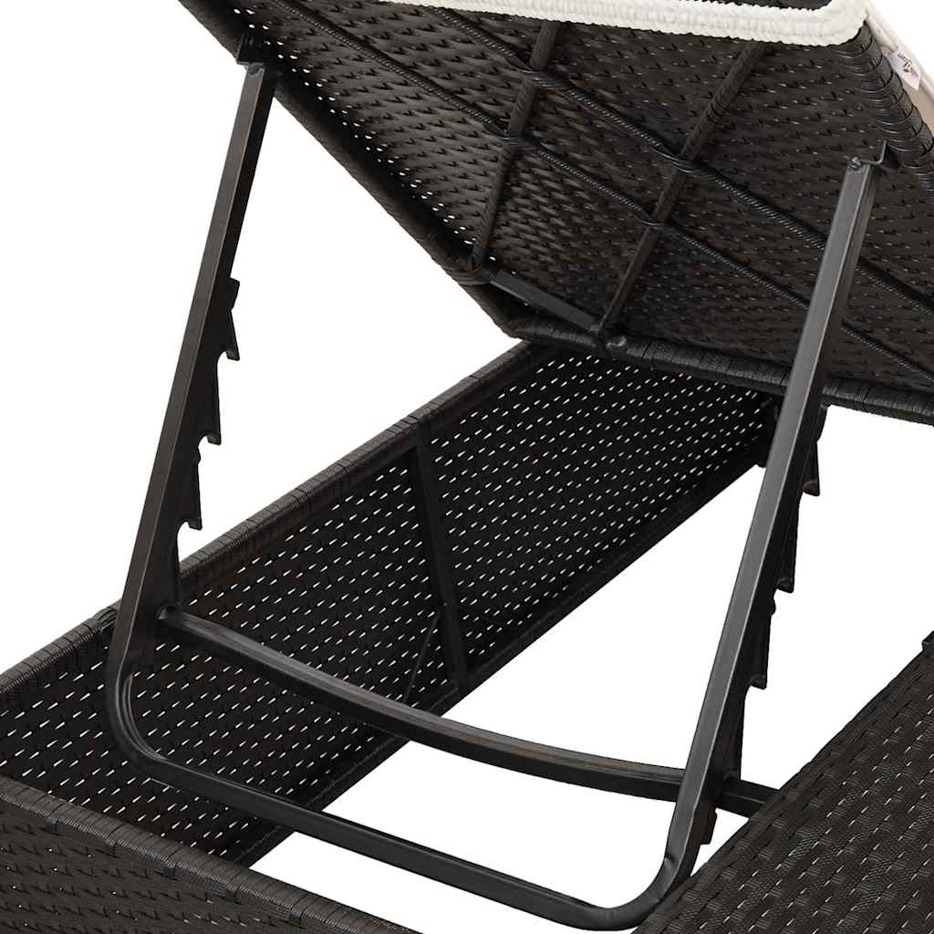 vidaXL Διπλή ξαπλώστρα με οροφή Μαύρο 205 x 129 x 200 εκ PE ρατάν