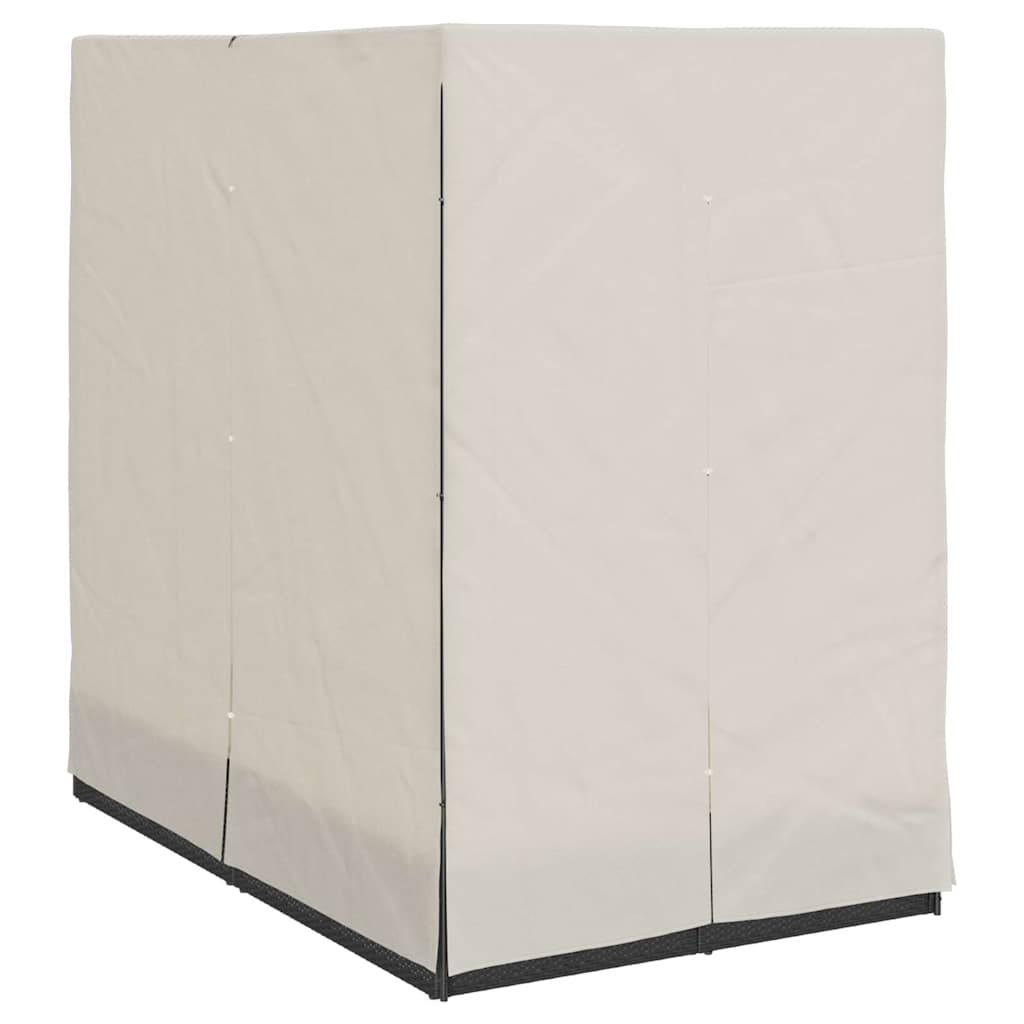 vidaXL Διπλή ξαπλώστρα με οροφή Μαύρο 205 x 129 x 200 εκ PE ρατάν