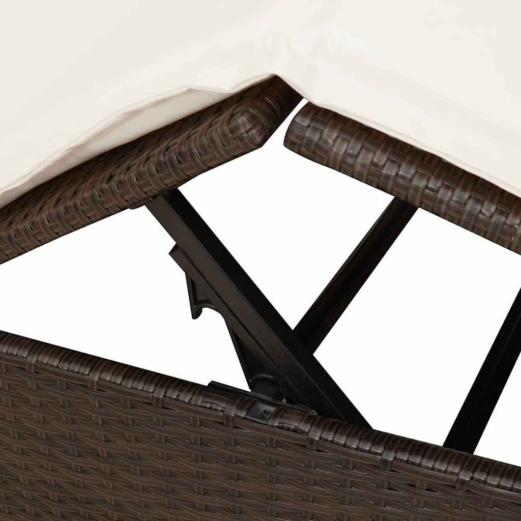 vidaXL Διπλή ξαπλώστρα με οροφή Καφέ 205 x 129 x 200 εκ PE ρατάν