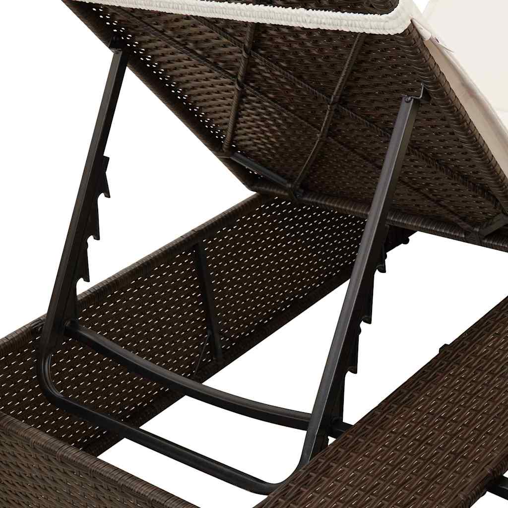 vidaXL Διπλή ξαπλώστρα με οροφή Καφέ 205 x 129 x 200 εκ PE ρατάν
