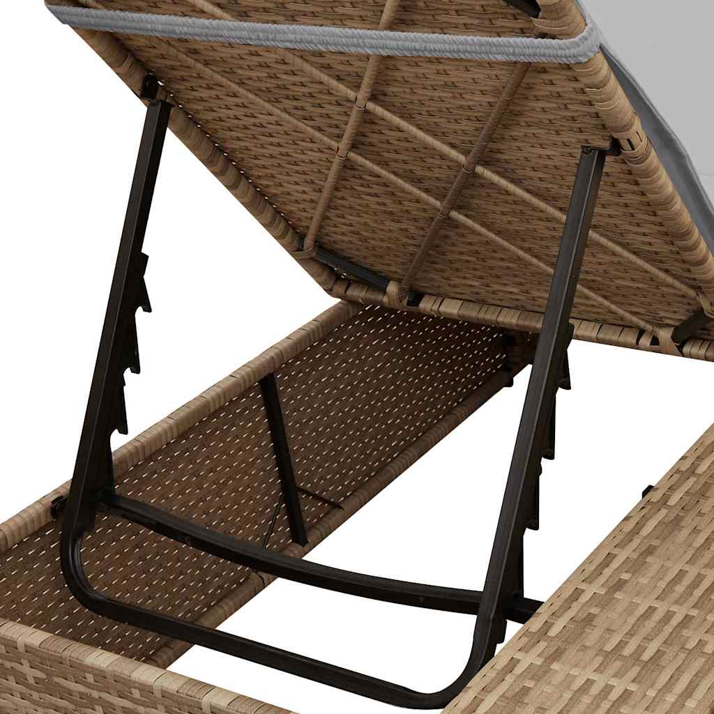 vidaXL Διπλή ξαπλώστρα με οροφή Μπεζ 205 x 129 x 200 εκ PE ρατάν