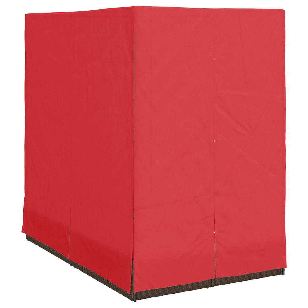 vidaXL Διπλή ξαπλώστρα με οροφή Καφέ 205 x 129 x 200 εκ PE ρατάν
