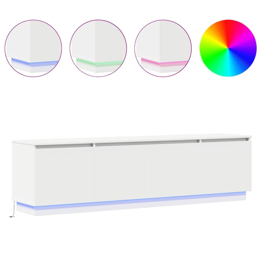 vidaXL Κονσόλα τηλεόρασης με LED Λευκή 180x38x49 εκ. Επεξεργασμένο ξύλο