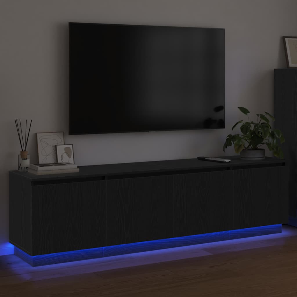 vidaXL Βιτρίνα τηλεόρασης με LED Μαύρη δρυς 180 x 38 x 49 εκ