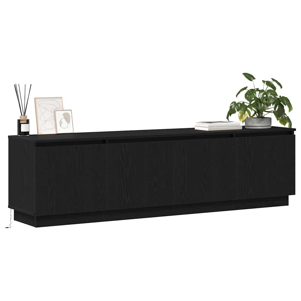 vidaXL Βιτρίνα τηλεόρασης με LED Μαύρη δρυς 180 x 38 x 49 εκ