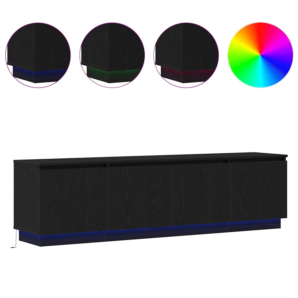 vidaXL Βιτρίνα τηλεόρασης με LED Μαύρη δρυς 180 x 38 x 49 εκ