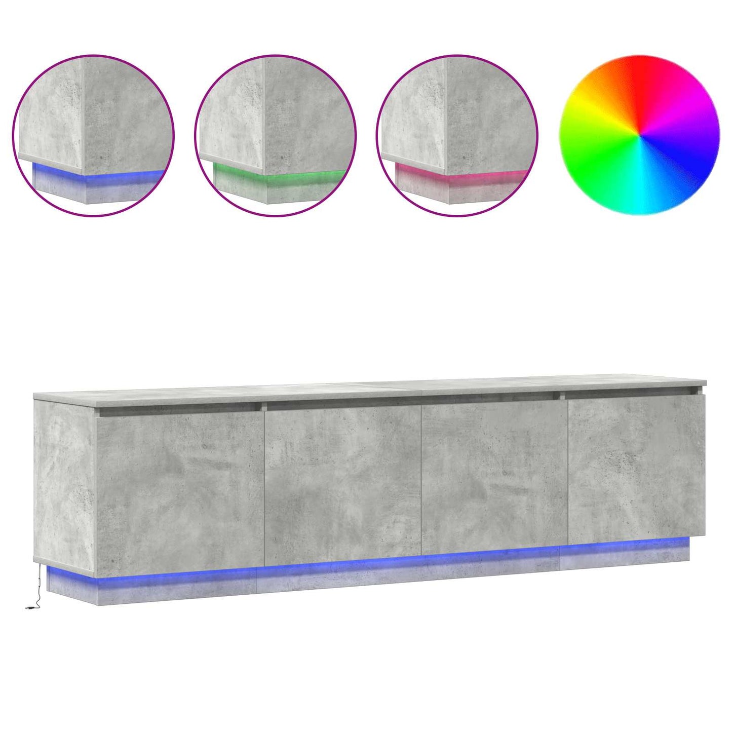 vidaXL Ντουλάπι TV 180 x 38 x 49 εκ Σκυρόδεμα Γκρι Επεξεργασμένο Ξύλο