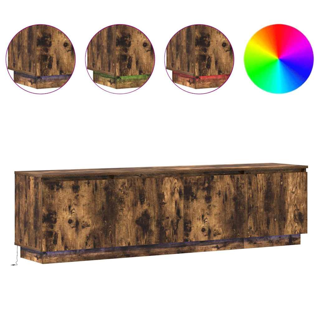 vidaXL Ντουλάπα Τηλεόρασης με LED Καπνιστής Δρυός 180x38x49 cm Επεξεργασμένο Ξύλο