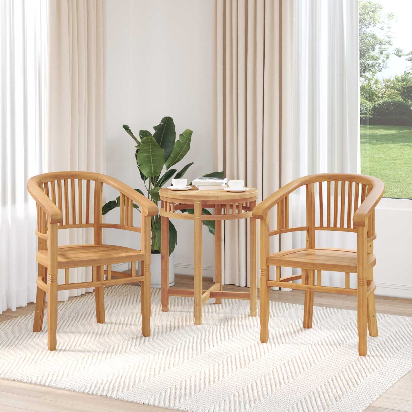 vidaXL Καρέκλα 2 pcs Καφέ 63 x 58 x 89 εκ. Στερεό Ξύλο Τίκ