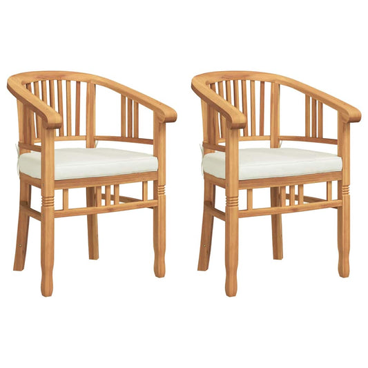 vidaXL Καρέκλα με μαξιλάρι 2 pcs Καφέ 63 x 58 x 89 εκ. Στερεό Ξύλο Τίκ