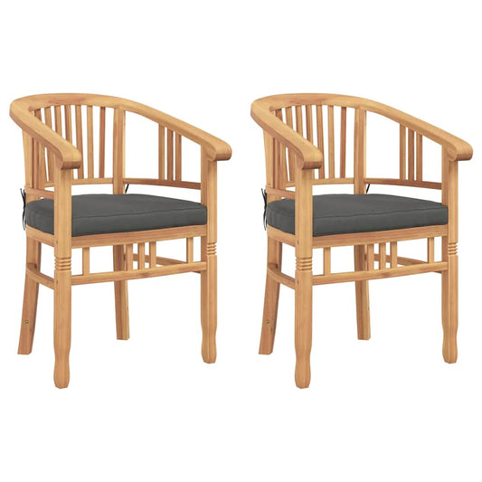 vidaXL Καρέκλα με μαξιλάρι 2 pcs Καφέ 63 x 58 x 89 εκ. Στερεό Ξύλο Τίκ