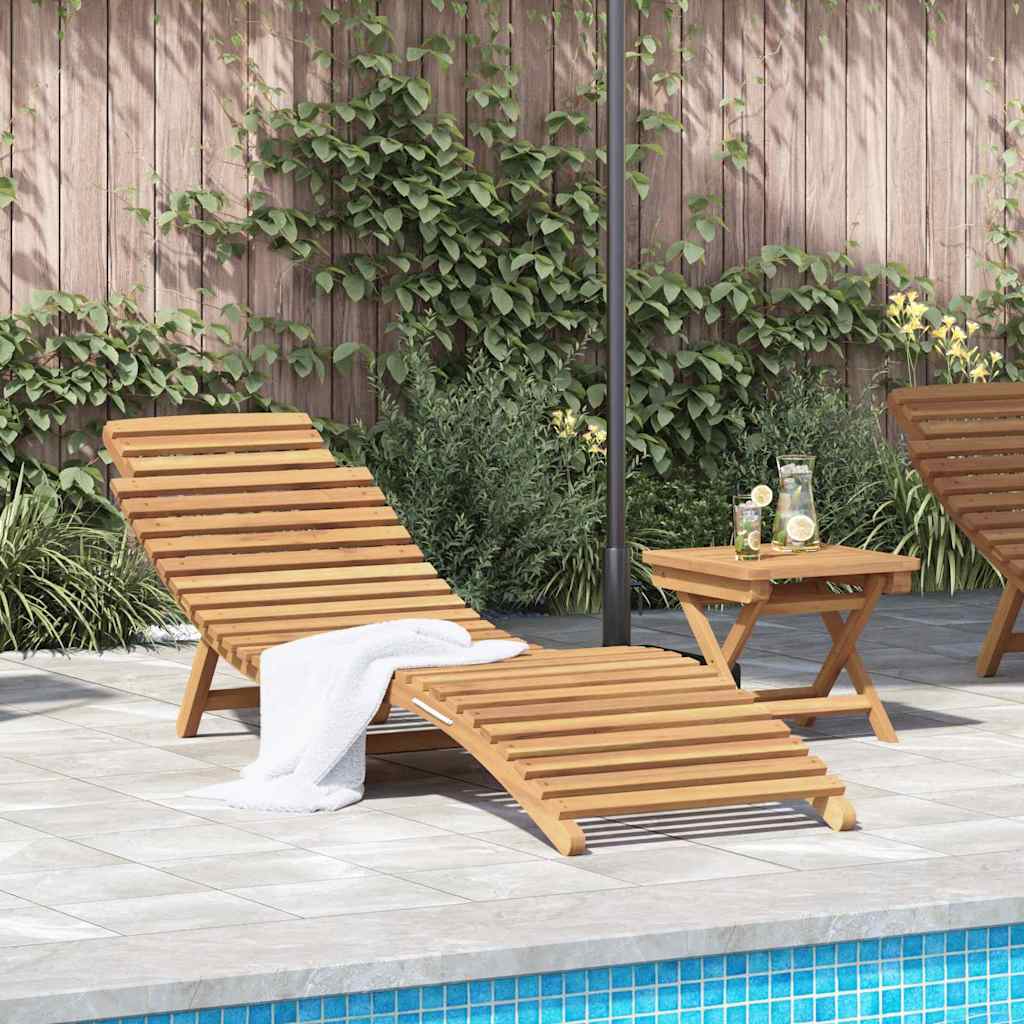vidaXL Ξαπλώστρα 2 pcs Καφέ 198 x 55 x 58,5 εκ Στερεό Ξύλο Τίκ