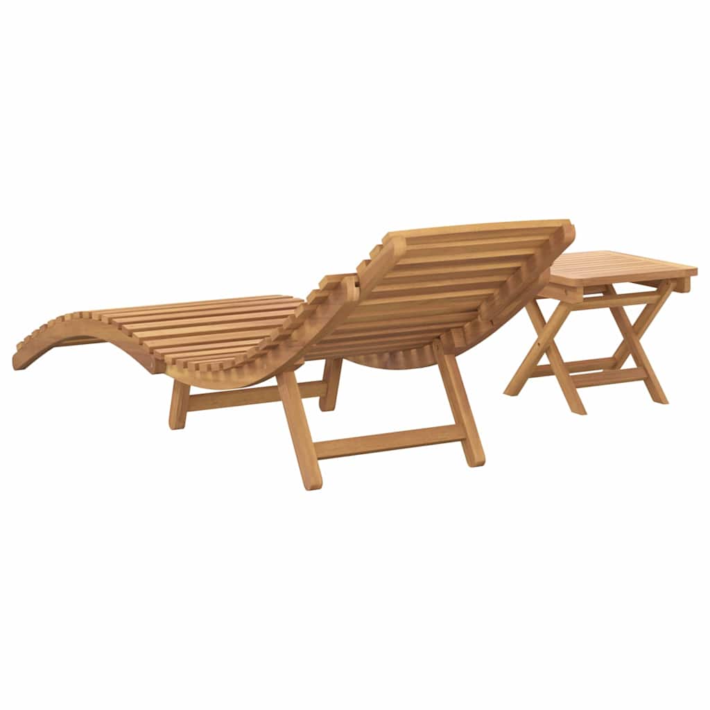 vidaXL Ξαπλώστρα 2 pcs Καφέ 198 x 55 x 58,5 εκ Στερεό Ξύλο Τίκ