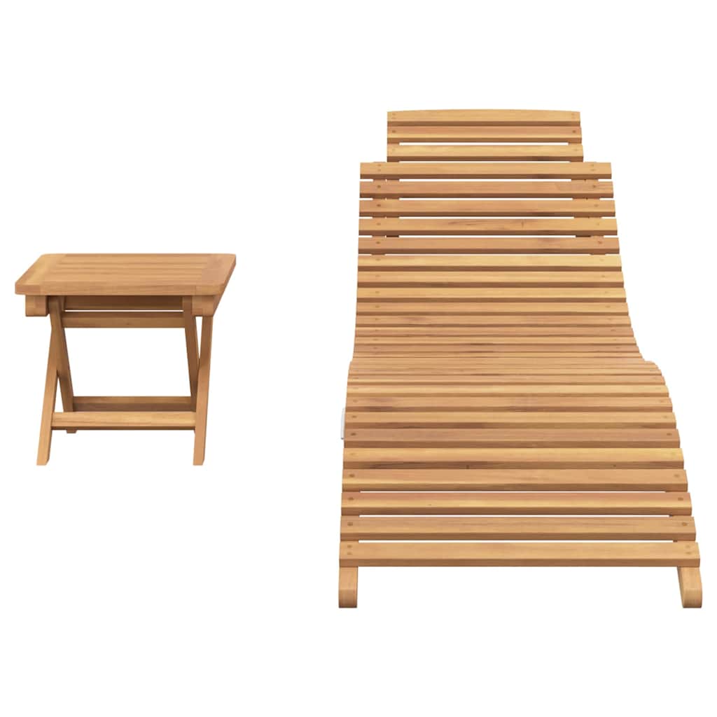vidaXL Ξαπλώστρα 2 pcs Καφέ 198 x 55 x 58,5 εκ Στερεό Ξύλο Τίκ