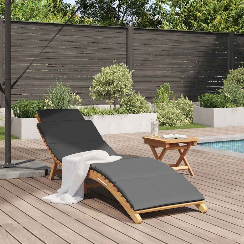 vidaXL Ξαπλώστρα Σκούρο γκρι 188 x 55 x 59 εκ. Μασίφ ξύλο teak