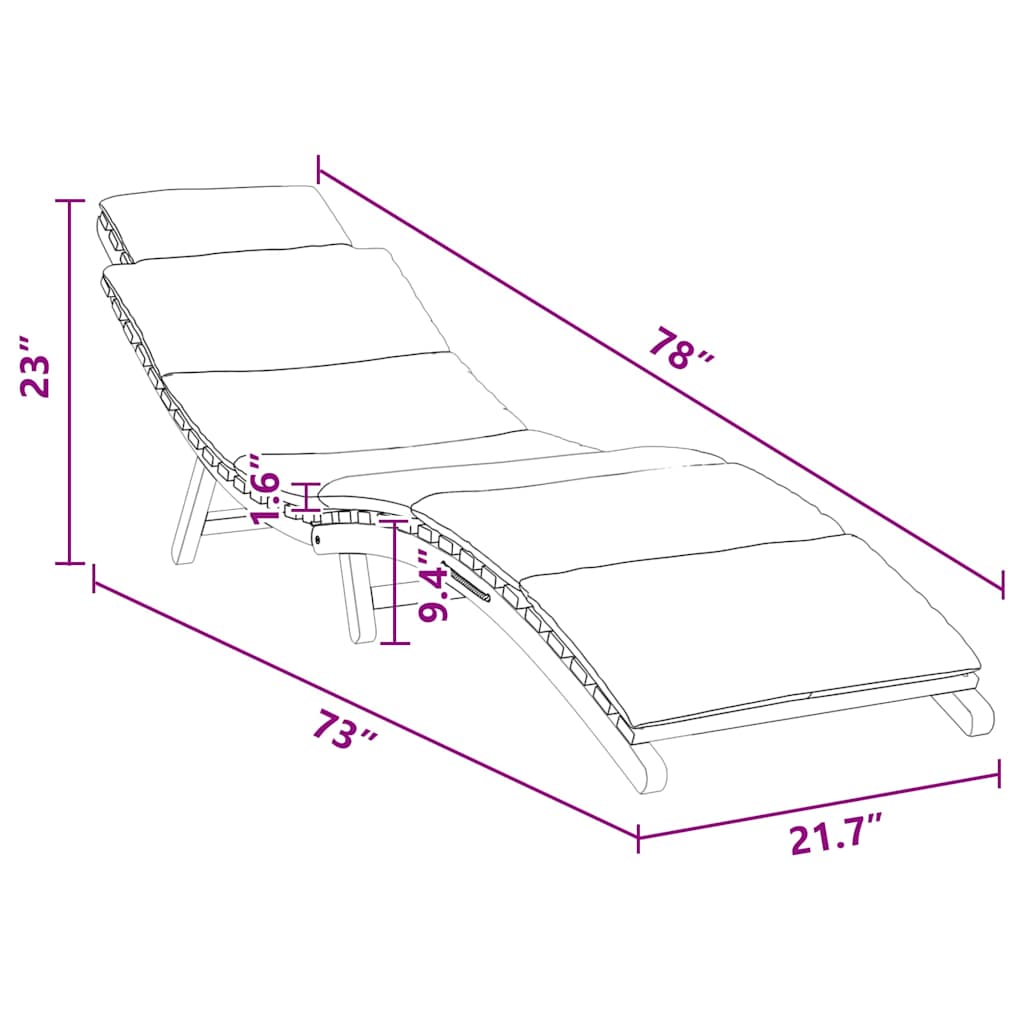 vidaXL Ξαπλώστρα Σκούρο γκρι 188 x 55 x 59 εκ. Μασίφ ξύλο teak