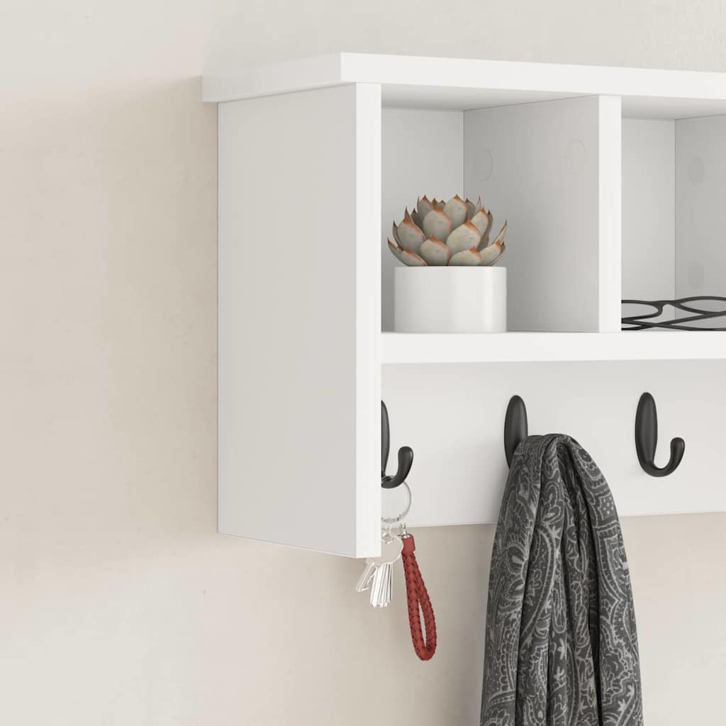 vidaXL Τοίχου Κρεμάστρα Επιτοίχιο Λευκό 50 x 16 x 26 εκ
