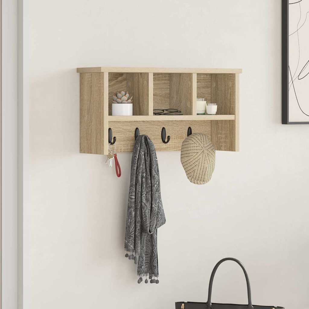 vidaXL Τοίχου Κρεμάστρα Επιτοίχιο Δρύς Sonoma 50 x 16 x 26 εκ
