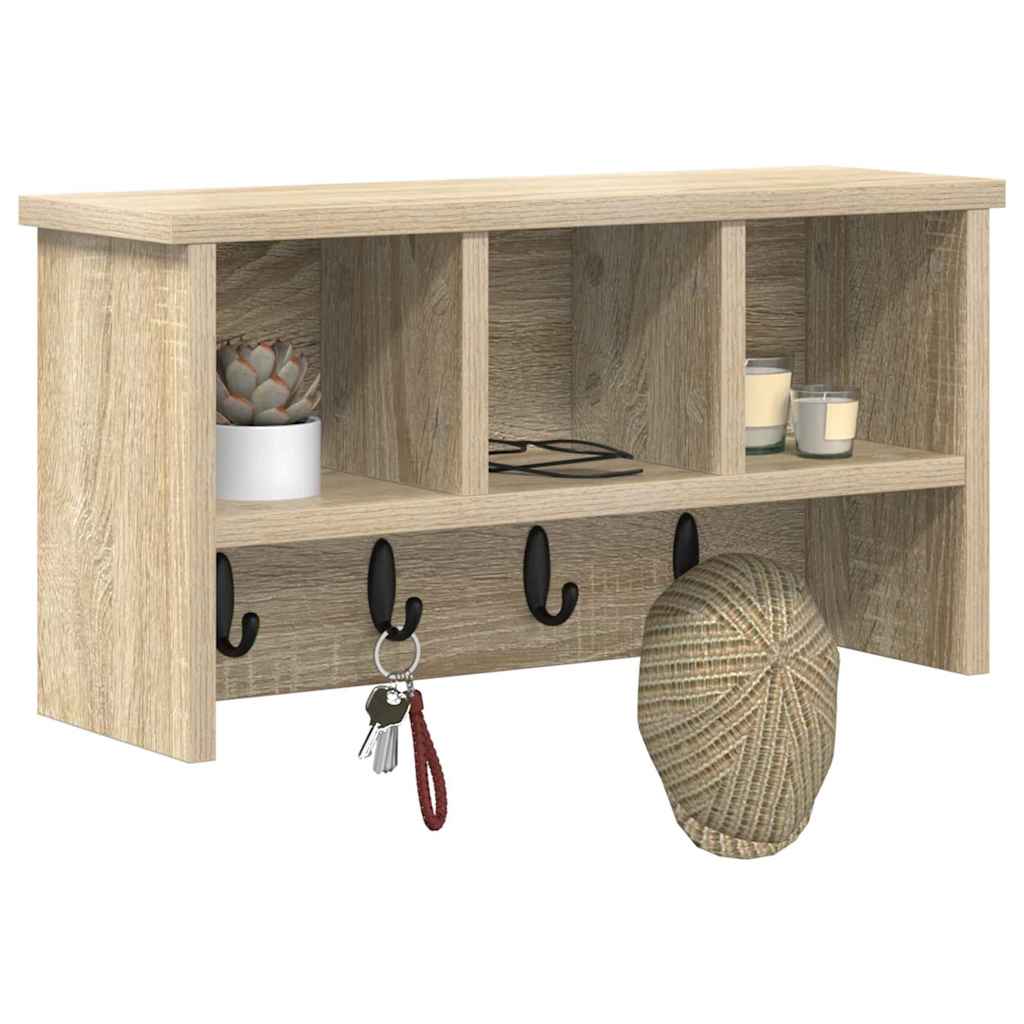 vidaXL Τοίχου Κρεμάστρα Επιτοίχιο Δρύς Sonoma 50 x 16 x 26 εκ