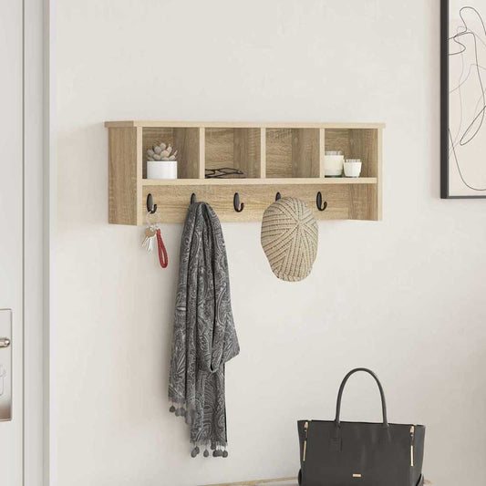 vidaXL Τοίχου Κρεμάστρα Επιτοίχιο Δρύς Sonoma 75 x 16 x 26 εκ
