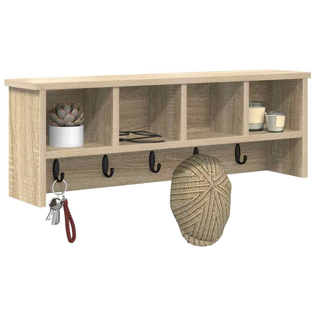 vidaXL Τοίχου Κρεμάστρα Επιτοίχιο Δρύς Sonoma 75 x 16 x 26 εκ