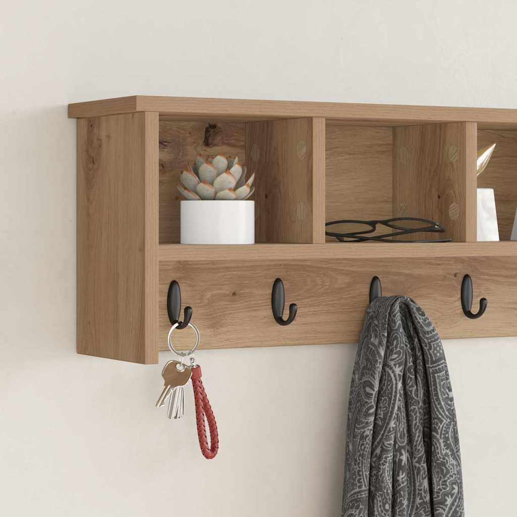 vidaXL Τοίχου Κρεμάστρα Επιτοίχιο Artisan Oak 100 x 16 x 26 εκ
