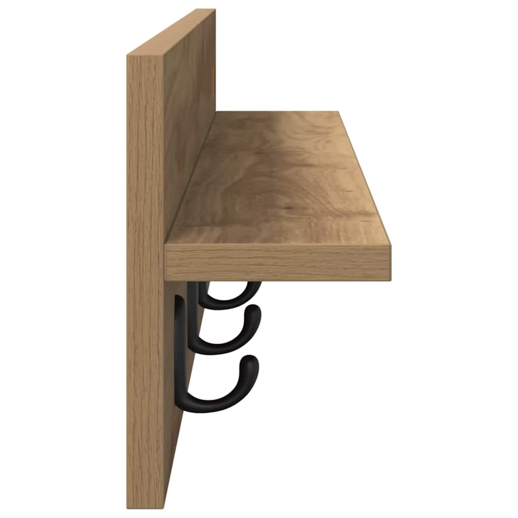 vidaXL Τοίχου Κρεμάστρα Επιτοίχιο Artisan Oak 80 x 10,5 x 18 εκ