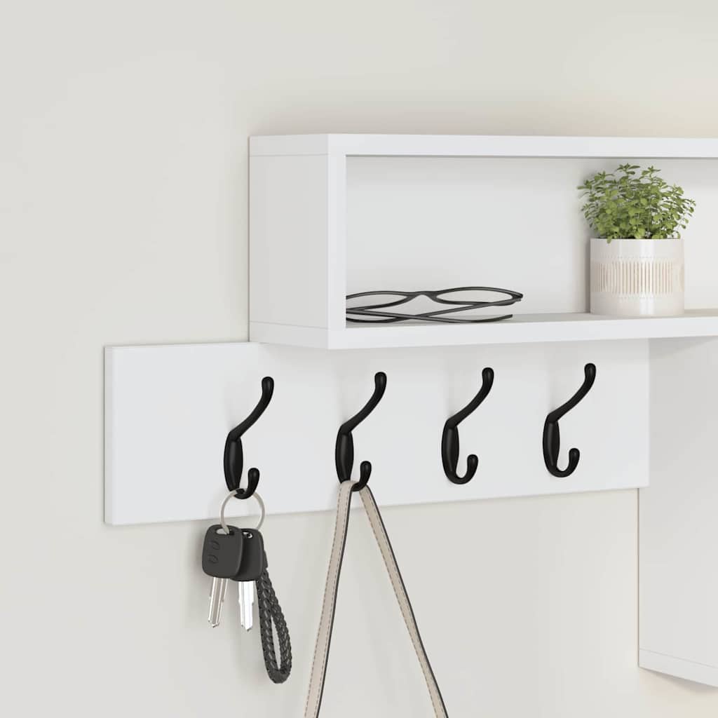 vidaXL Τοίχου Κρεμάστρα Λευκό 100 x 12 x 43.5 εκ Επεξεργασμένο ξύλο